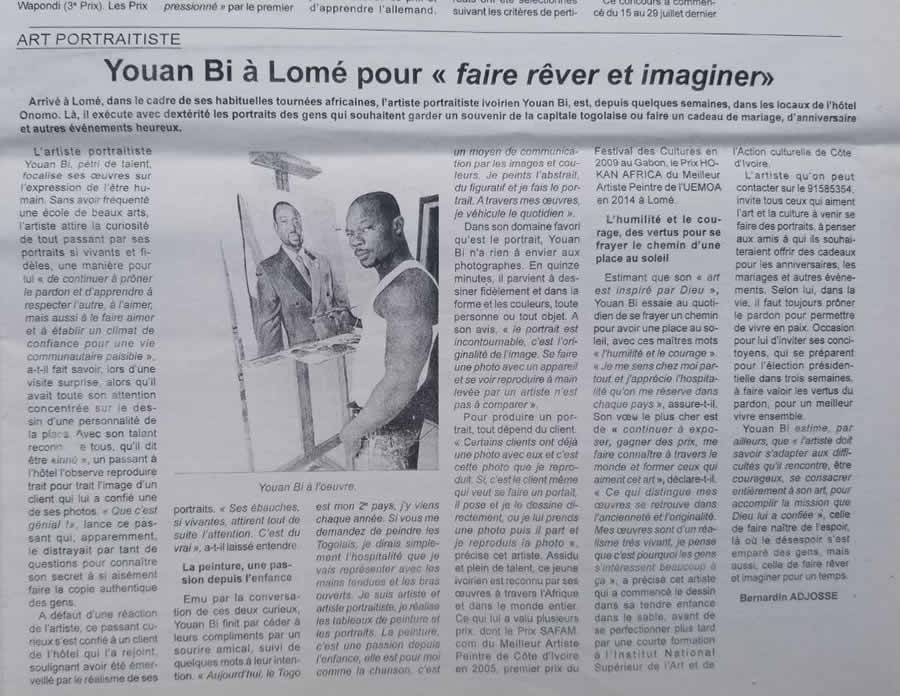 YOUAN BI A LOME POUR FAIRE REVER ET IMAGINER